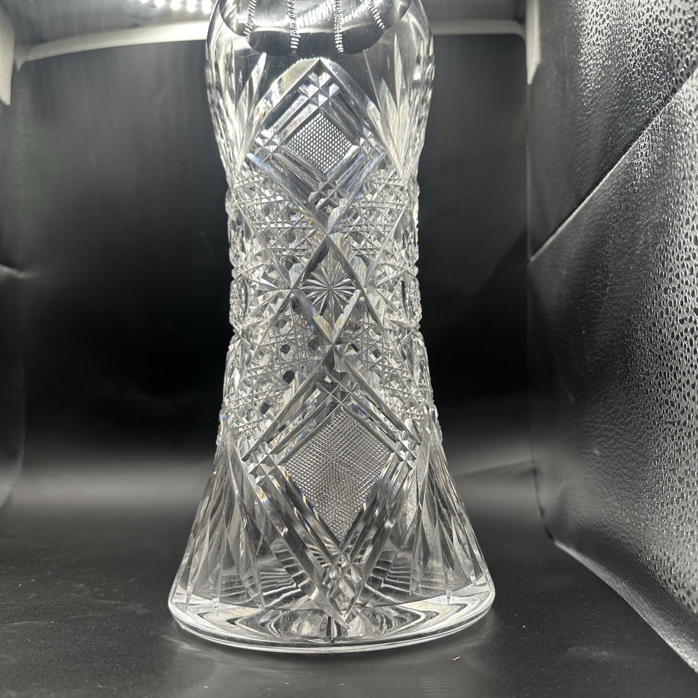 Antique American Brilliant Period Hand Cut Lead Crystal Pitcher Heavy 9.75" Tall - Picture 12 of 16